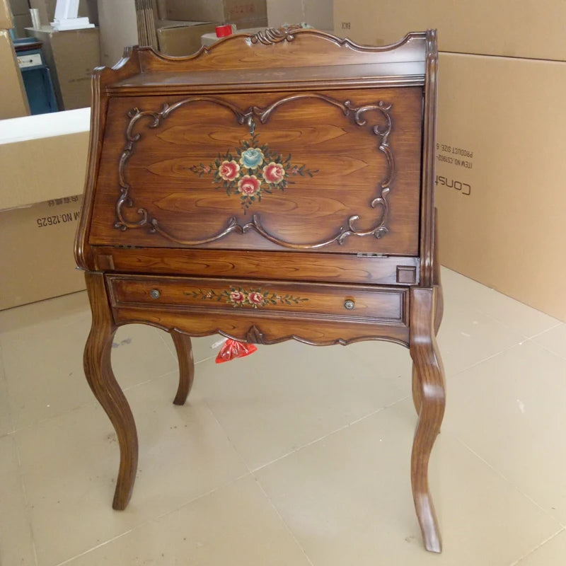 European American Style Makeup Table Solid Wood Dressing Table Classical Secretarial Cabinet Desk Side Table