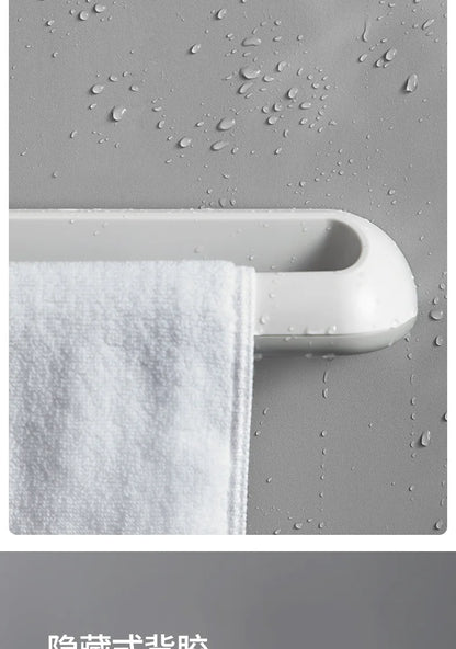 Hand Towel Bar Self Adhesive Wall Mounted Bathroom Towel Holder Kitchen Dishcloth Storage Rod ABS Material