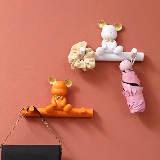 Cartoon Bear Hook Porch Key Hook Clothes Rack Wall Coat Keychain Bathroom Accessories Holder Hook Hat Clothes Display Stands