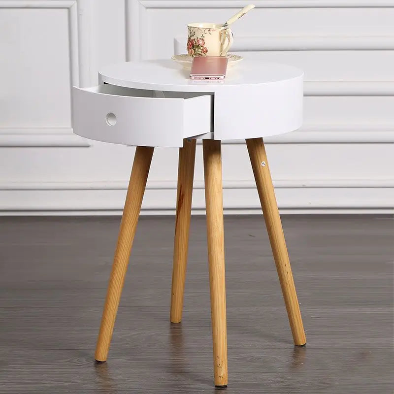 Nordic Furniture White Bedside Table Small Coffee Tables Living Room Modern Balcony Bedroom Cylinder Sofa Side Corner Movable