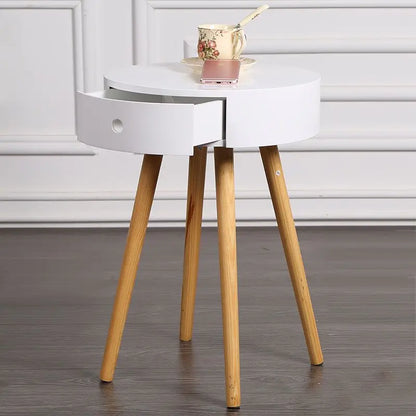 Nordic Furniture White Bedside Table Small Coffee Tables Living Room Modern Balcony Bedroom Cylinder Sofa Side Corner Movable