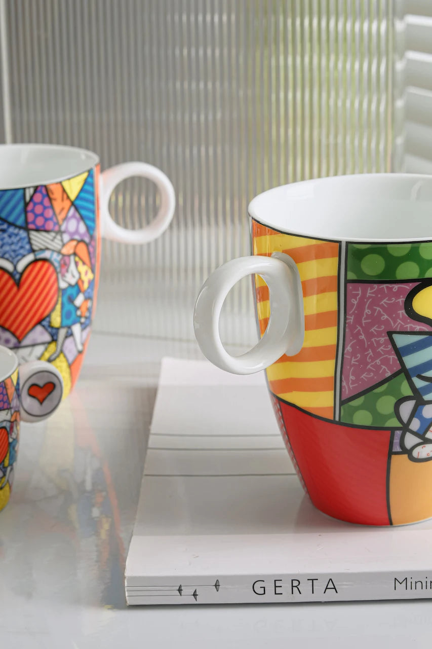 German Blue Cat European Creative Mini Ceramic Coffee Cup Tea Cups and Saucer Sets  Coffee Cup  Cute Cup  Teacup Mug