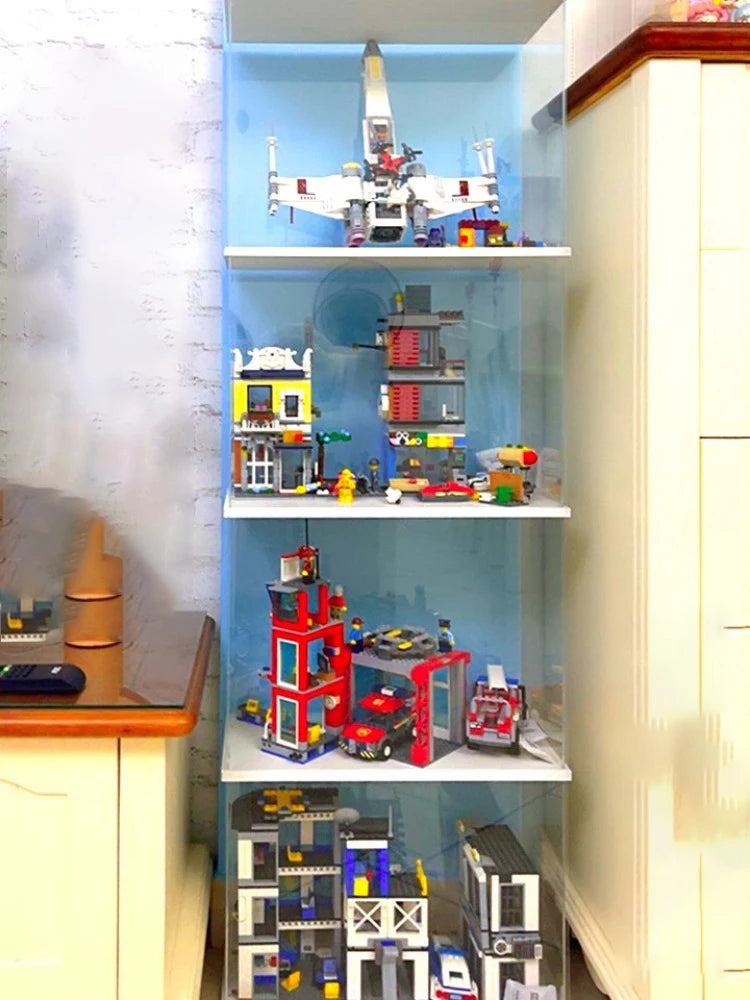 Acrylic Display Case w/h Door Countertop Organizer Dustproof Showcase for Figure/Toy/Collectibles/Gundam/Car/Model/Lego/BlindBox
