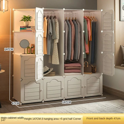 Household Bedroom Dustproof Clothes Cabinets Plastic Collapsible Durable Storage Rack Of Foldable Simplicity Wardrobe Furniture