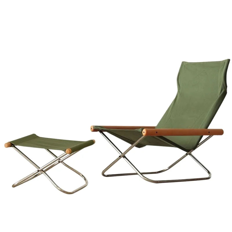 Nordic Balcony Folding Chair Casual Lazy Home Recliner Japanese-Style Lunch Break Folding Outdoor Canvas Graden Backrest Stool
