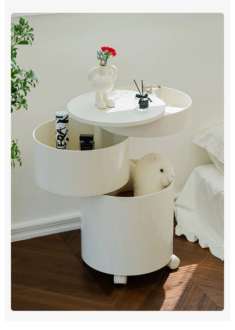 Nordic Furniture, Creative Nightstands, Bedroom Cabinets, Bedside Tables, multifunctional Locker Cart,Round Revolving Side Table