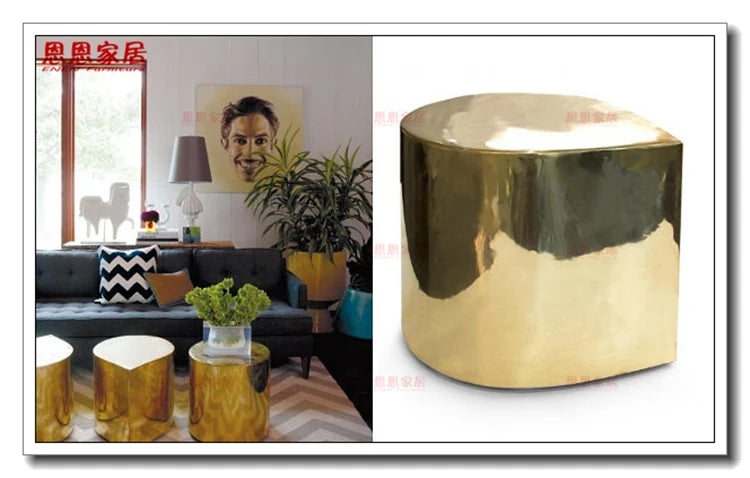 Fresh Four-Leaf Clover Tea Table Tear Drop Coffee Table Brushed Bronze Craft Adler Shaped Sofa Side Table
