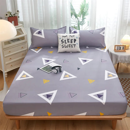 Solstice Home Textile Girl Kid Teen Bedding Fitted Sheet Flower Blue Cartoon Smiley Face 1Pcs Boy Bed Mattress Cover Double Bed