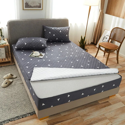 Printing Quilted Cotton Mattress Cover With Zipper Bedspread Mattress Cover Soft King Queen Tatami Bed Dust Cover Customizable