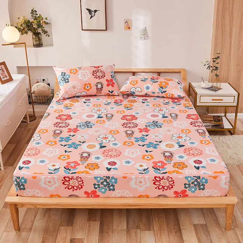 Zipper Detachable Mattress Protector, Kawaii Printed Six-sided Fully Enclosed Dust Cover, Double Single Tatami Bed Cover 160x200