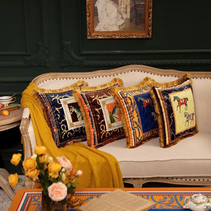 Luxury Pillow Case Horse Pattern Double Sided Velvet Hug Pillowcase Sofa Office Living Room Car Decoration Cushion Cover 45*45cm