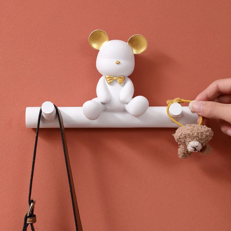 Cartoon Bear Hook Porch Key Hook Clothes Rack Wall Coat Keychain Bathroom Accessories Holder Hook Hat Clothes Display Stands