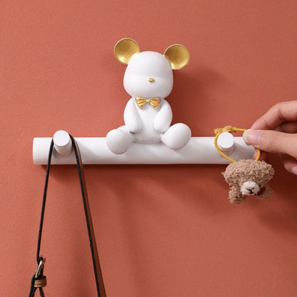 Cartoon Bear Hook Porch Key Hook Clothes Rack Wall Coat Keychain Bathroom Accessories Holder Hook Hat Clothes Display Stands