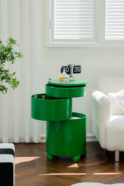 Nordic Furniture, Creative Nightstands, Bedroom Cabinets, Bedside Tables, multifunctional Locker Cart,Round Revolving Side Table