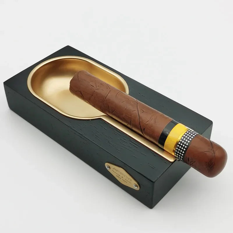 Cigar Gadgets Home wood Ashtray Portable alloy up-grade single Ash Tray Tobacco Cigarette Ashtrays Holder man gift
