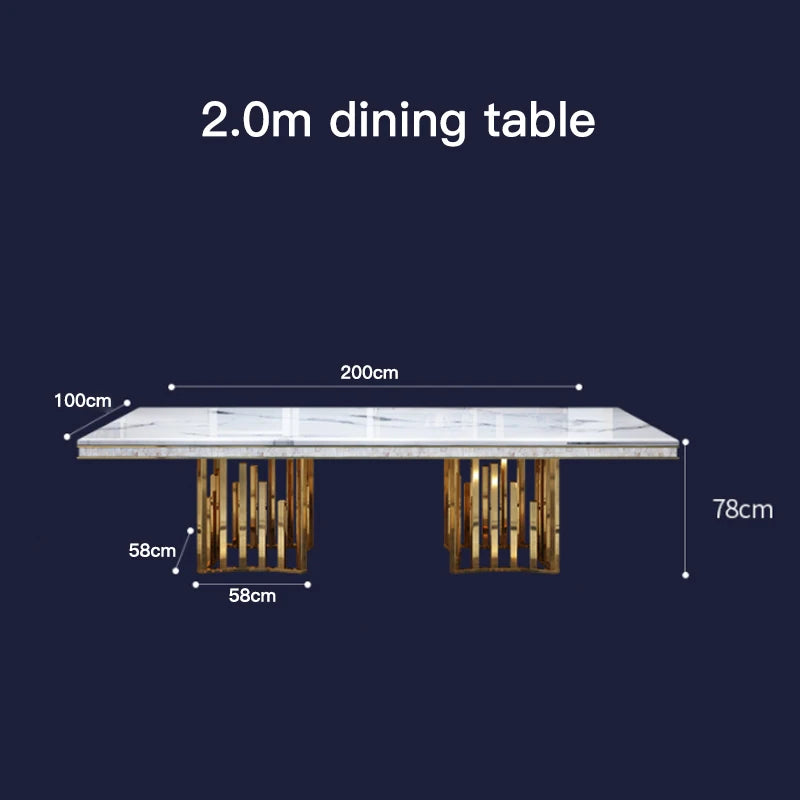 Luxury White Marble Dining Table And Chair Combination Rectangular Household Italian Type Large Concise Mesa Modern Furniture