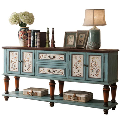 European-Style Solid Wood Console Table American Country Side Cabinet 1.6 M Side View Table Window Side Desk
