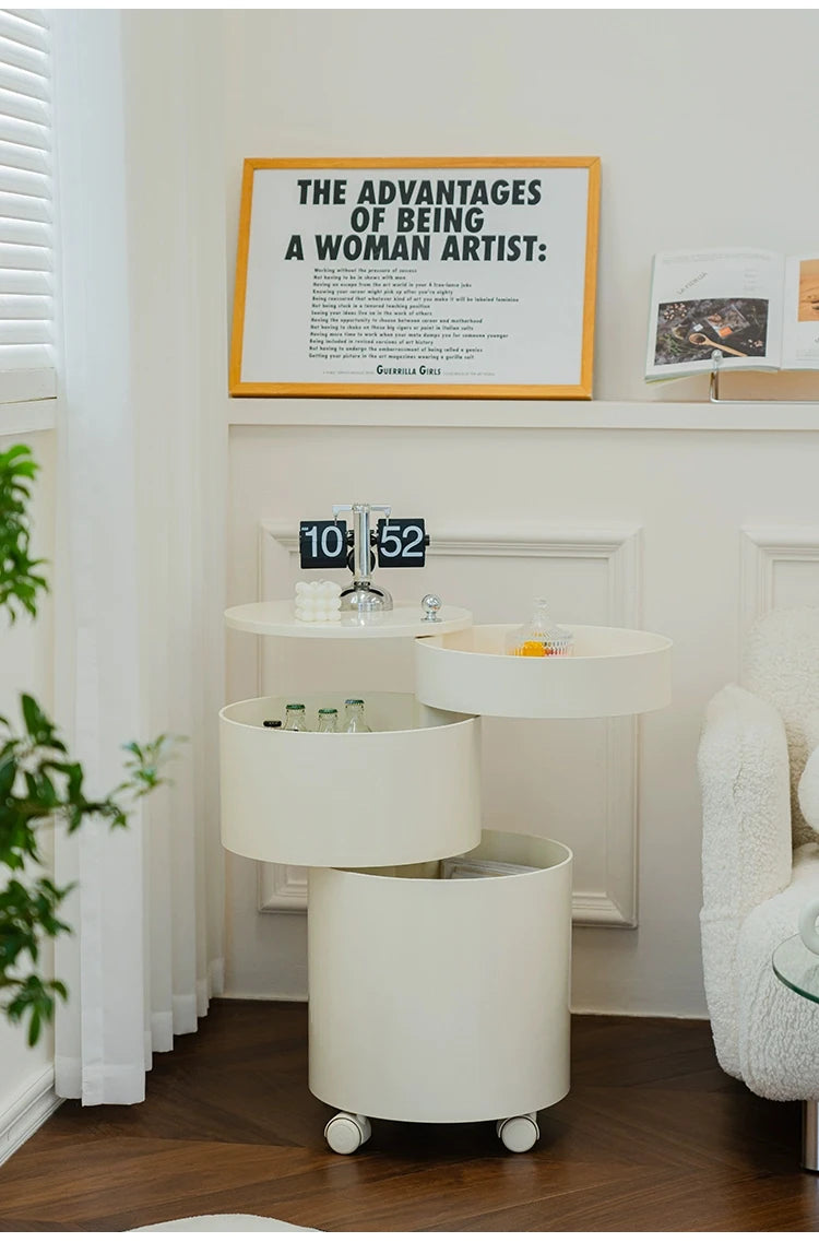 Nordic Furniture, Creative Nightstands, Bedroom Cabinets, Bedside Tables, multifunctional Locker Cart,Round Revolving Side Table