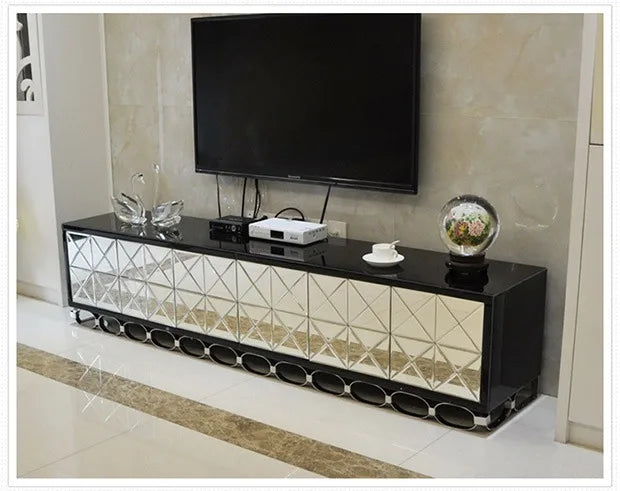 Creative fashion mirror TV cabinet Glass TV cabinet simple neo-classical post-modern mirror furniture