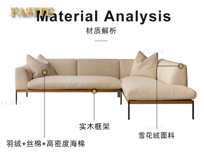 Fabric sofa living room modern simple Nordic chaise longue solid wood corner sofa combination
