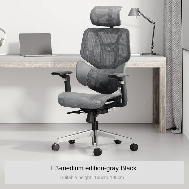 Black and white tone E3 three-zone waist protection ergonomic chair office computer chair