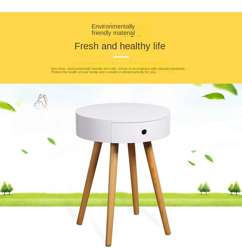 Nordic Furniture White Bedside Table Small Coffee Tables Living Room Modern Balcony Bedroom Cylinder Sofa Side Corner Movable