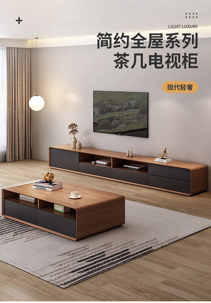 HYP Simple TV Cabinet Coffee Table Combination Nordic Set Modern Living Room Floor Cabinet Large and Small Apartment Type