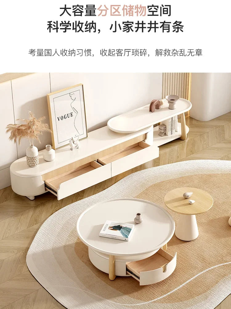 Cream style floor-to-ceiling modern simple living room home small apartment French coffee table combination