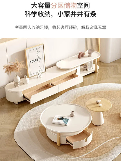 Cream style floor-to-ceiling modern simple living room home small apartment French coffee table combination
