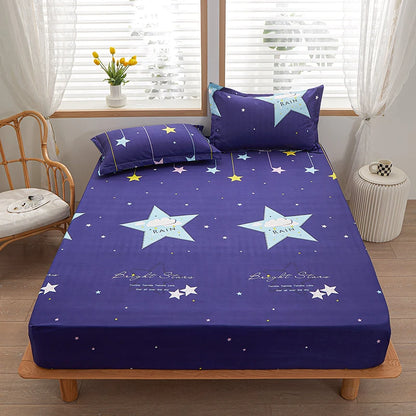 1pc 100% polyester printing bed mattress set with four corners and elastic band sheets hot sale(pillowcases need order)