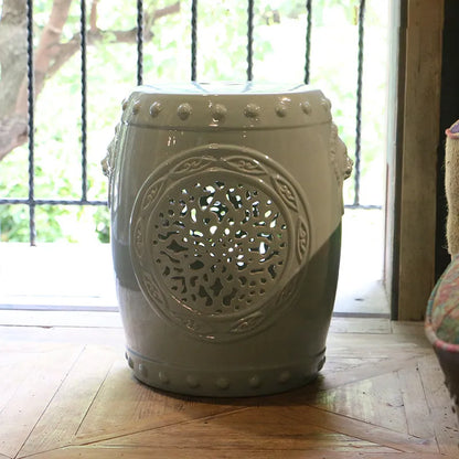 Jingdezhen Ceramic Stool Hand-painted Bamboo Round Drum Stool Bamboo Safety Circular Stool Outdoor Balcony Bathroom Stool