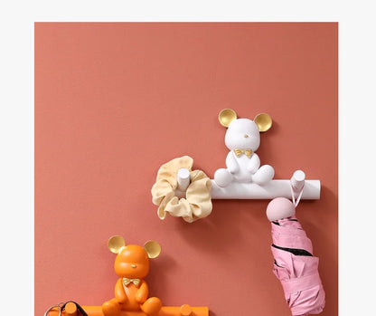 Cartoon Bear Hook Porch Key Hook Clothes Rack Wall Coat Keychain Bathroom Accessories Holder Hook Hat Clothes Display Stands