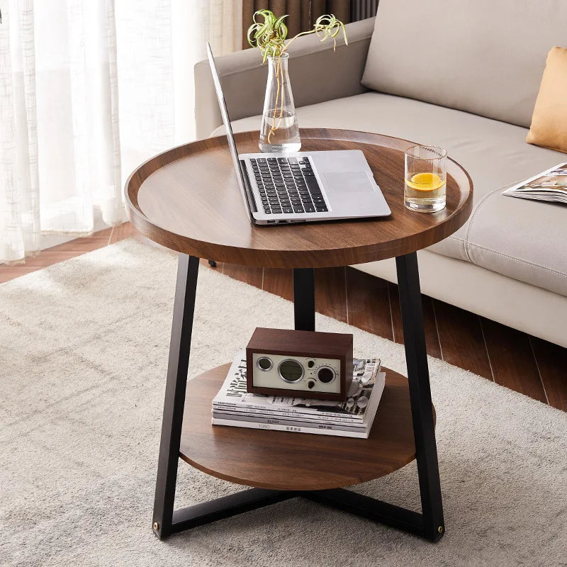 JOYLIVE Tea Table Simple Modern Sofa Side Table Household Round Double-layer Side Table 2022 New Dropshipping