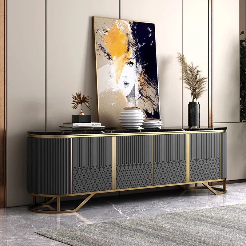 Affordable Luxury Style TV Cabinet and Tea Table Combination Simple Modern Living Room Floor Cabinet Marble