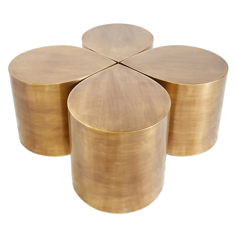 Fresh Four-Leaf Clover Tea Table Tear Drop Coffee Table Brushed Bronze Craft Adler Shaped Sofa Side Table