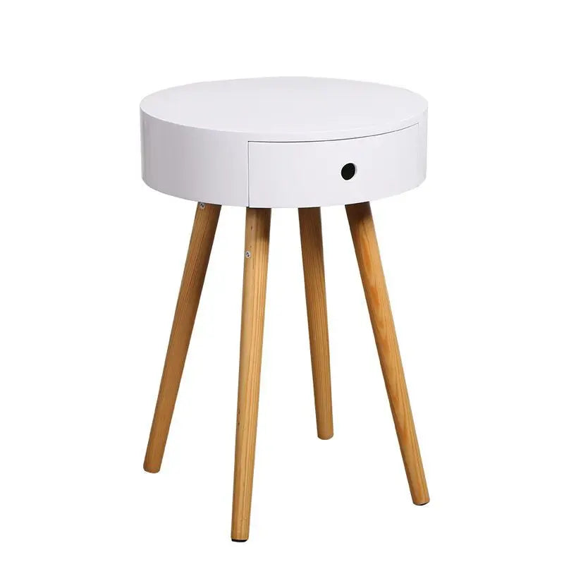 Nordic Furniture White Bedside Table Small Coffee Tables Living Room Modern Balcony Bedroom Cylinder Sofa Side Corner Movable