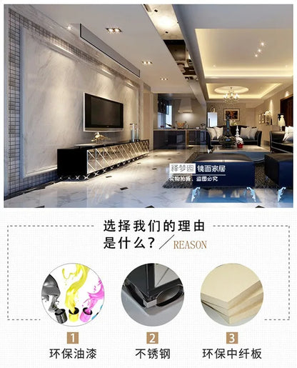 Creative fashion mirror TV cabinet Glass TV cabinet simple neo-classical post-modern mirror furniture