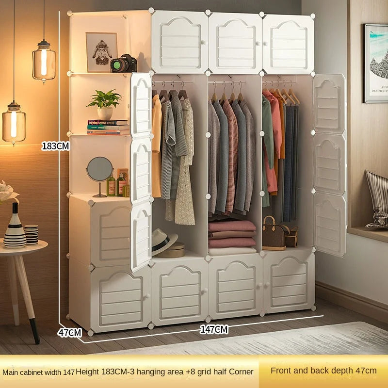 Household Bedroom Dustproof Clothes Cabinets Plastic Collapsible Durable Storage Rack Of Foldable Simplicity Wardrobe Furniture