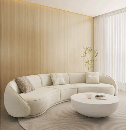yj Sili Style Living Room Modern Light Luxury Italian Minimalist Shaped Curved Lambswool Fabric Sofa