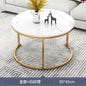 Round Tea Table Living Room Coffee Tables Marble Texture Wooden Combination Furniture Durable Table 70CM 50CM 80CM 60CM