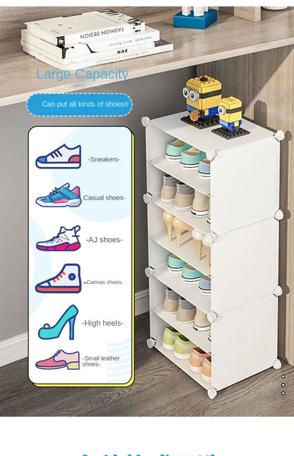 Small-Scale Foldable Cabinets For Home Living Room Multilayer Large Space Shelf Student Dormitory Dust Proof Shoe Storage Rack