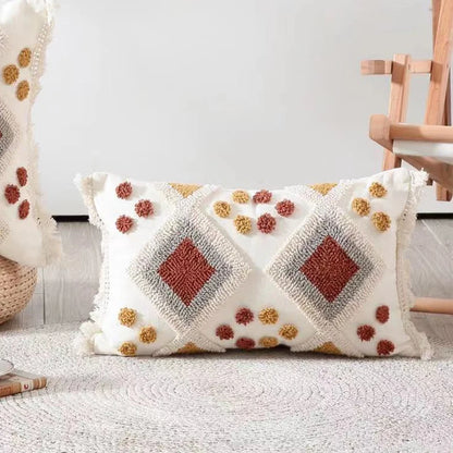Boho Style Cushion cover Ivory Burt Orang Decoration Pillow Cover 45x45cm/30x50cm Tufted for Living room Bedroom Sofa Bed Couch