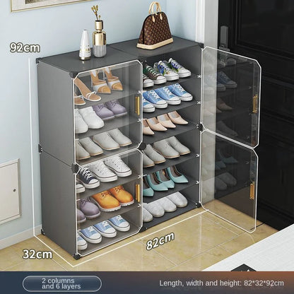 Small-Scale Foldable Cabinets For Home Living Room Multilayer Large Space Shelf Student Dormitory Dust Proof Shoe Storage Rack