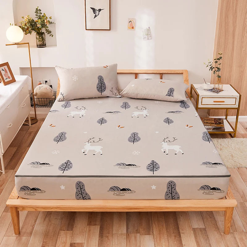 Zipper Detachable Mattress Protector, Kawaii Printed Six-sided Fully Enclosed Dust Cover, Double Single Tatami Bed Cover 160x200
