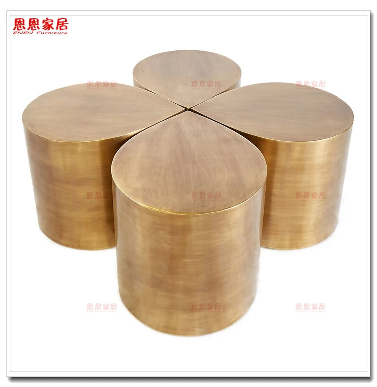 Fresh Four-Leaf Clover Tea Table Tear Drop Coffee Table Brushed Bronze Craft Adler Shaped Sofa Side Table