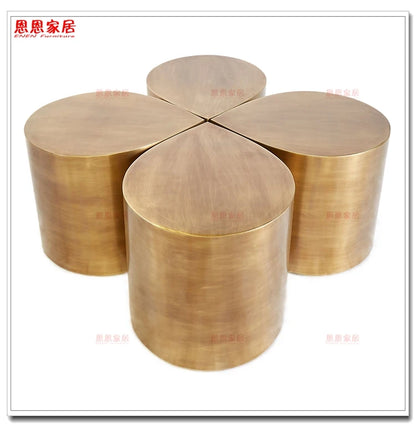 Fresh Four-Leaf Clover Tea Table Tear Drop Coffee Table Brushed Bronze Craft Adler Shaped Sofa Side Table