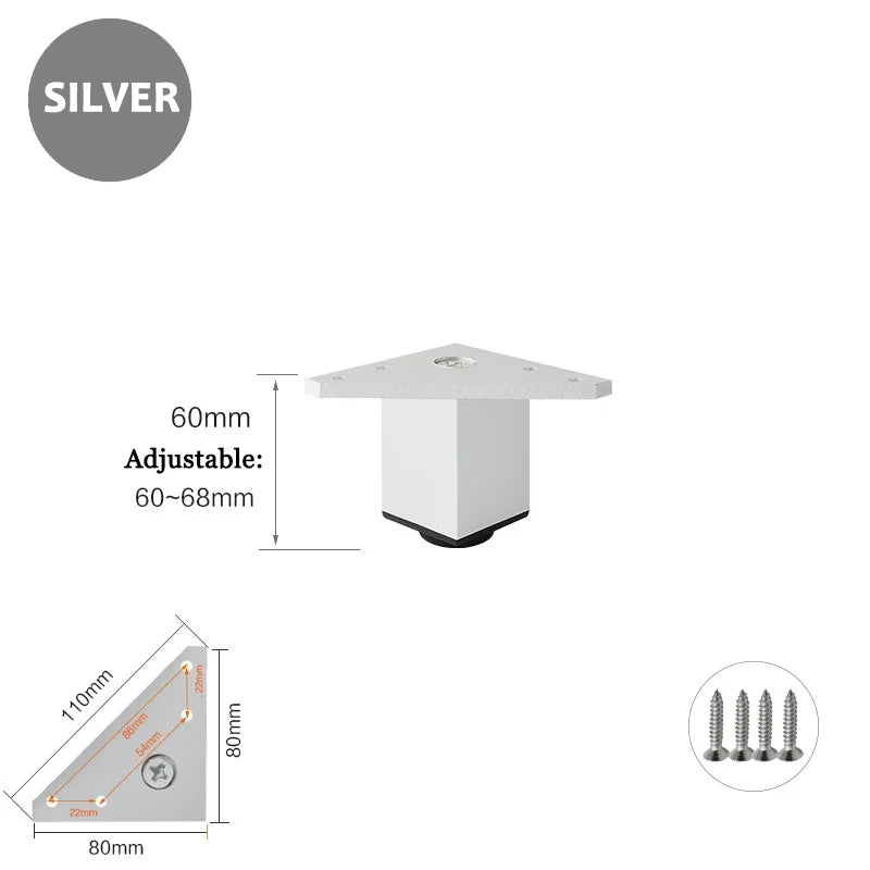 4PCS Furniture Leg Aluminum Triangular Square Sofa Leg with Screw Thickening Metal Furniture Feet Bathroom Cabinet Coffee Table