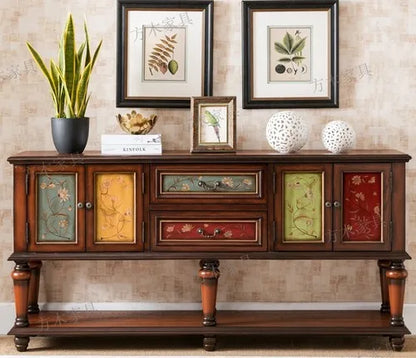 European-Style Solid Wood Console Table American Country Side Cabinet 1.6 M Side View Table Window Side Desk