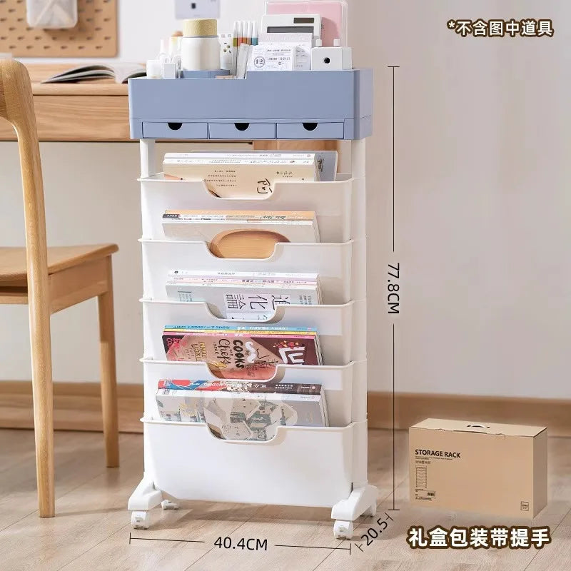 Classroom Desk Storage Shelf Sub-study Movable Large-capacity Bookshelf Children's Room Book Storage Artifact