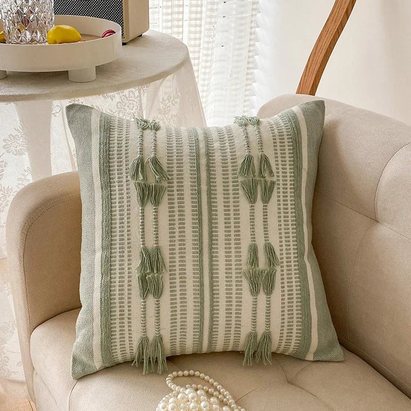 Home Decor Cushion Cover Throw Pillow Cover Yellow Grey Coffee Pink Boho Style Tassels for Living Room Bed Room 45x45cm/30x50cm
